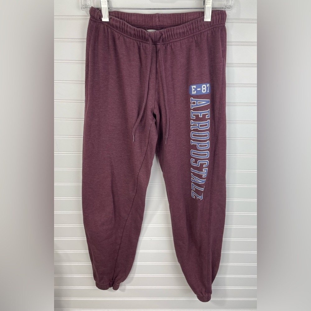 Aeropostale Maroon Fleece Cuffed Ankle Drawstring Sweatpants Size Small EUC